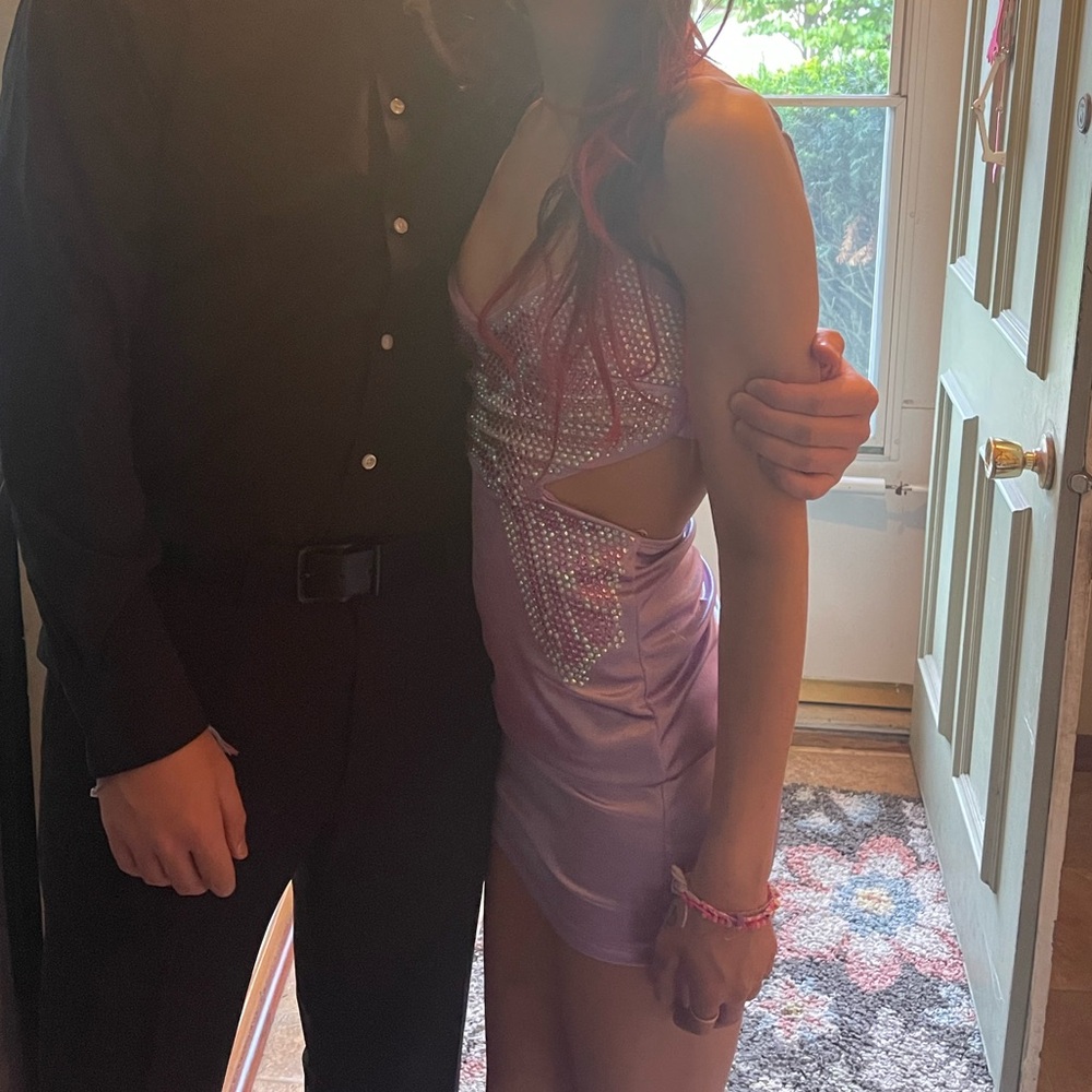 Purple Windsor butterfly hoco dress